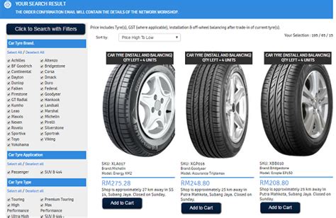 senarai price harga tayar kereta terkini